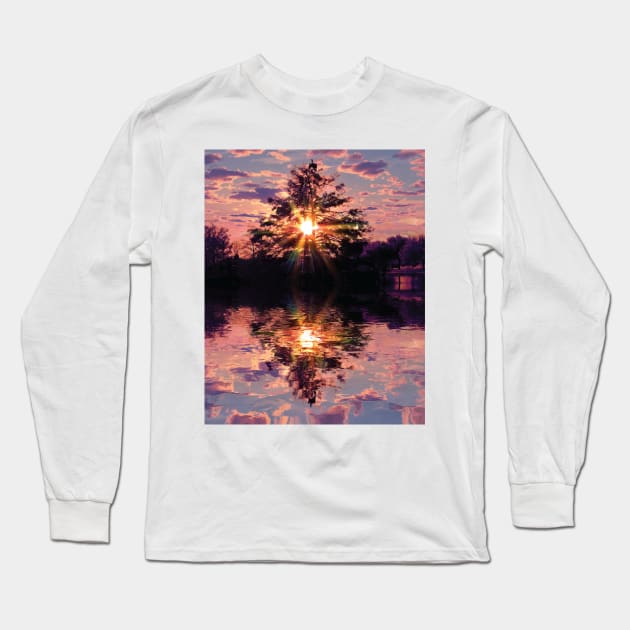 Swamp Sunset Reflection Long Sleeve T-Shirt by Little Shop of Nola